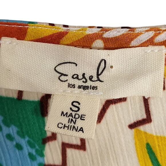 NEW Easel Small - Large Multi-Color Kaftan Style Maxi Dress Ruffle Sides Pockets - Picture 4 of 16